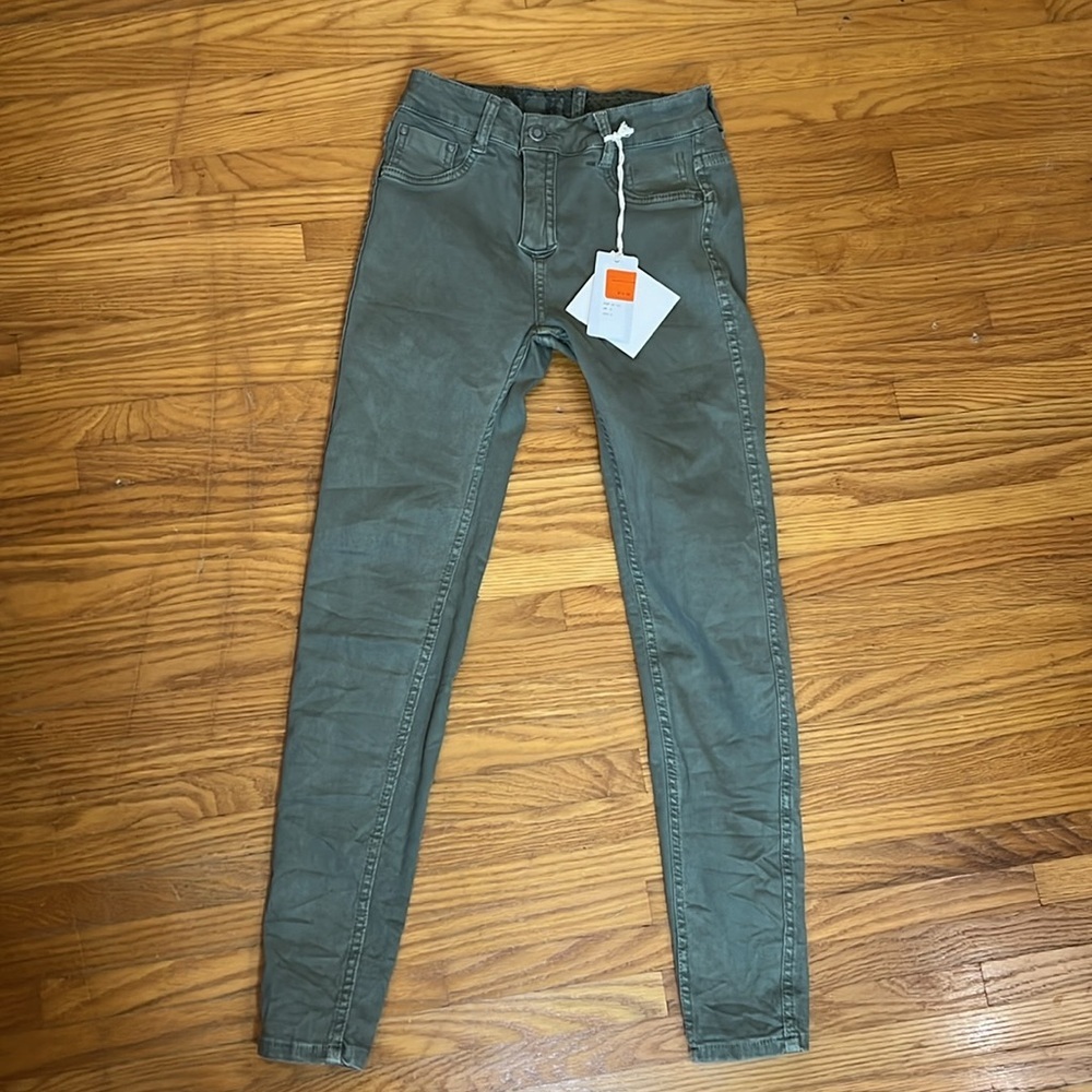 Q2 Unique Denim Green Skinny Reversible Jeans with Snake Print - Picture 6 of 9